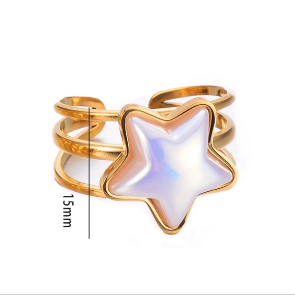 ◾️18k Gold Plated Mermaid Star open Ring - Picture 3 of 5